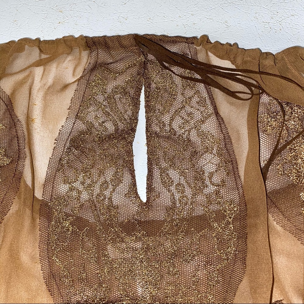 🌟4 for $10 SALE🌟  Women’s Metro 7 Sheer Brown Shirt - Picture 12 of 16